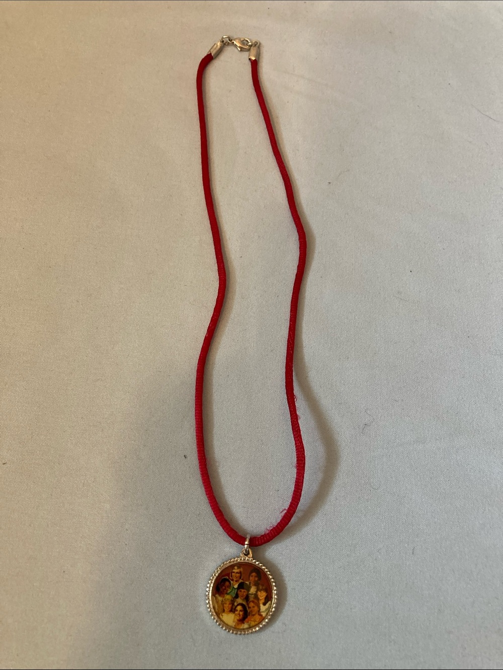 American Girl Red Cord Necklace with Gold-Tone historical doll Medallion